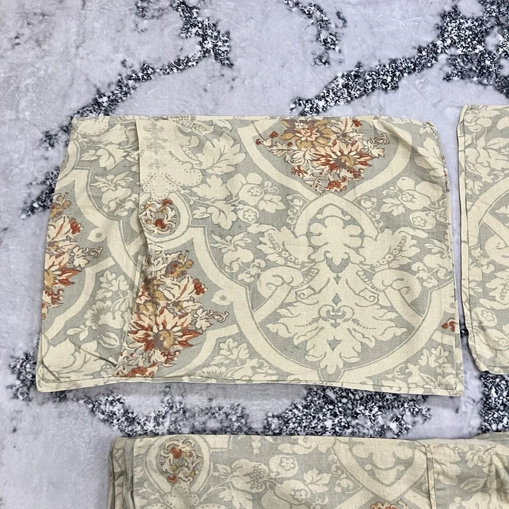 Pottery Barn Full Queen Duvet Cover Set Medallion Floral Cottage Farmhouse